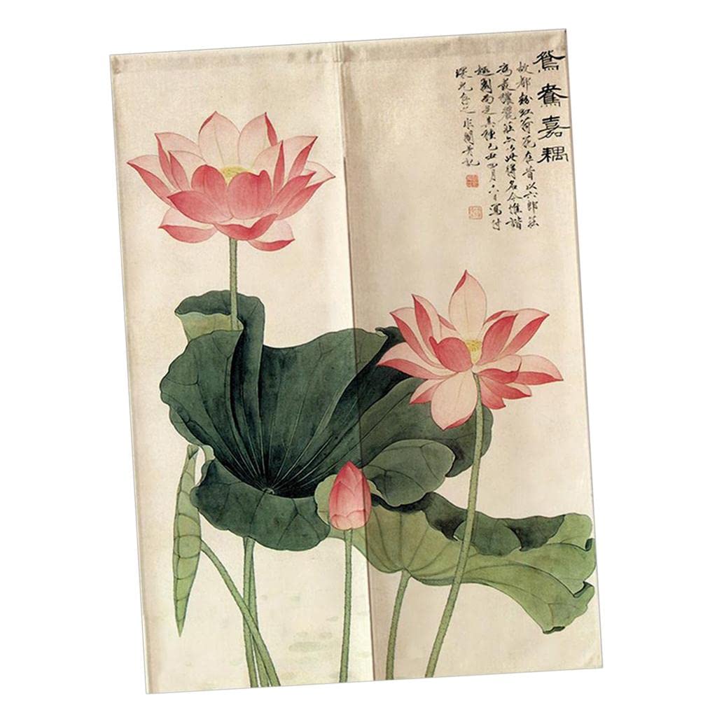 Rideau Japonaise Séparateur de Pièce sans Percer Tissu Lotus