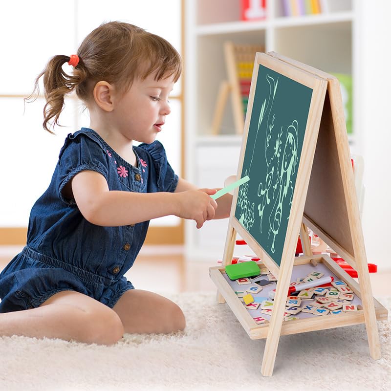 Newdru SketchBoard Pro Double-Sided Kids Drawing Board with Chalk & Marker Surfaces | Wooden Frame with Height Adjustable Drawing Stand for Kids Learning - Gifts for Toddlers - 27 x 40cm - Image 8 thumbnail