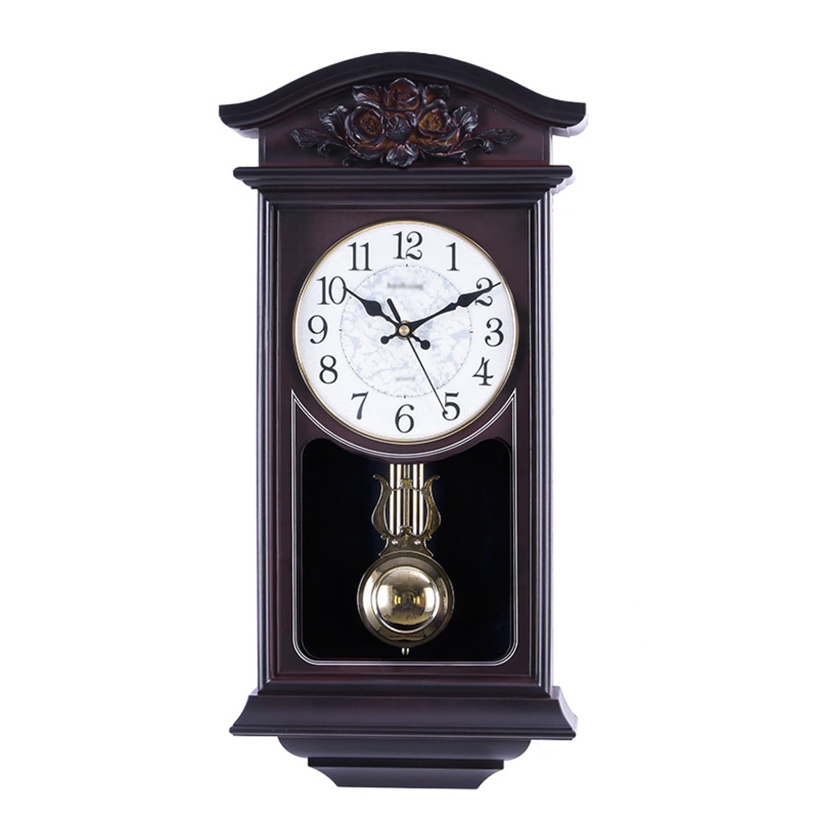VNVFJKLO vintagewall clock, Silent Traditional Clock with Swinging Pendulum Chiming Wall, Retro Grandfather(Grey)
