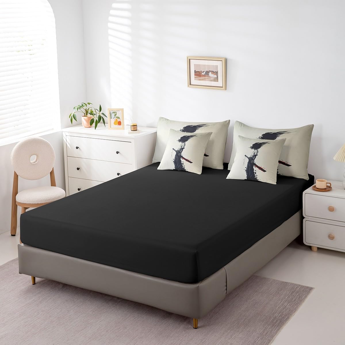 jejeloiu Afro Samurai Comforter Set with Sheets 7 Piece Full Size image 5