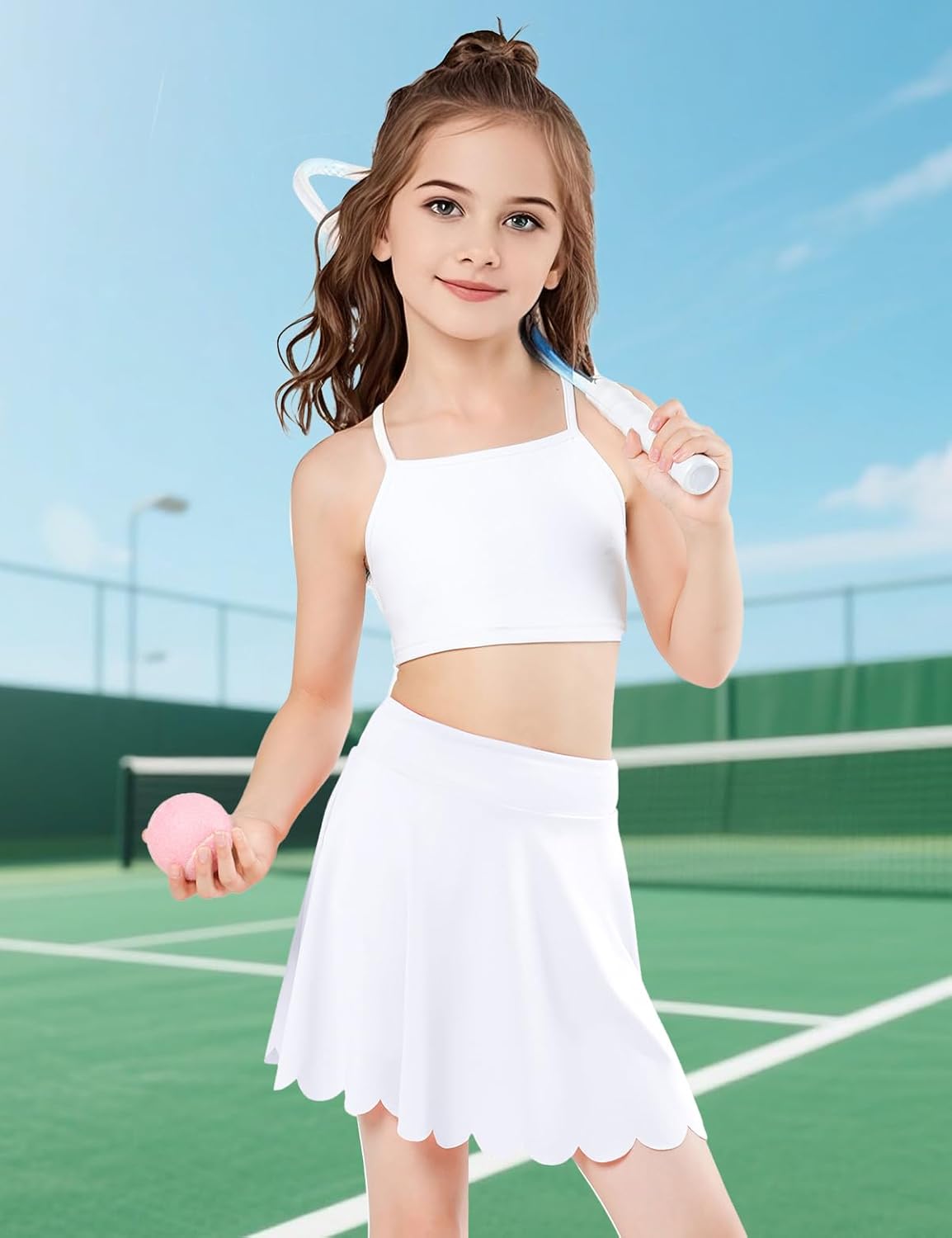 Girls Skorts Tennis Skirt for Girls with Pocket Flowy Butterfly Pleated Athletic Skort Toddler Kids 5-14Y - Image 5