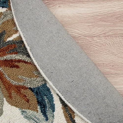 Image of Sifa Carpet Traditional Floral Round Area Rug - Hand-Tufted New Zealand Wool Circular Carpet for Dining Room & Bedroom Weight -15 Pund, Size-5x5 Feet (60x60 Inch Round)