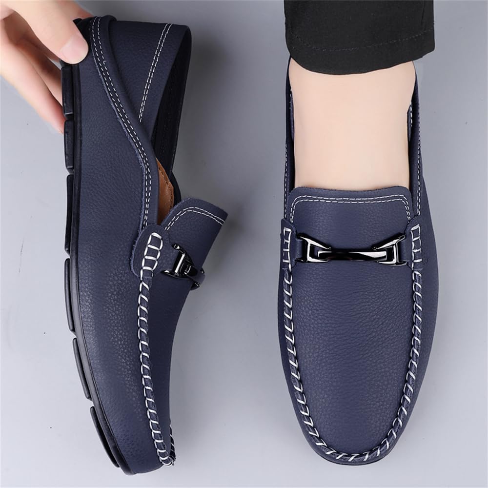 Mocasines casuales de piel auténtica para hombre, mocasines de vestir para uso diario