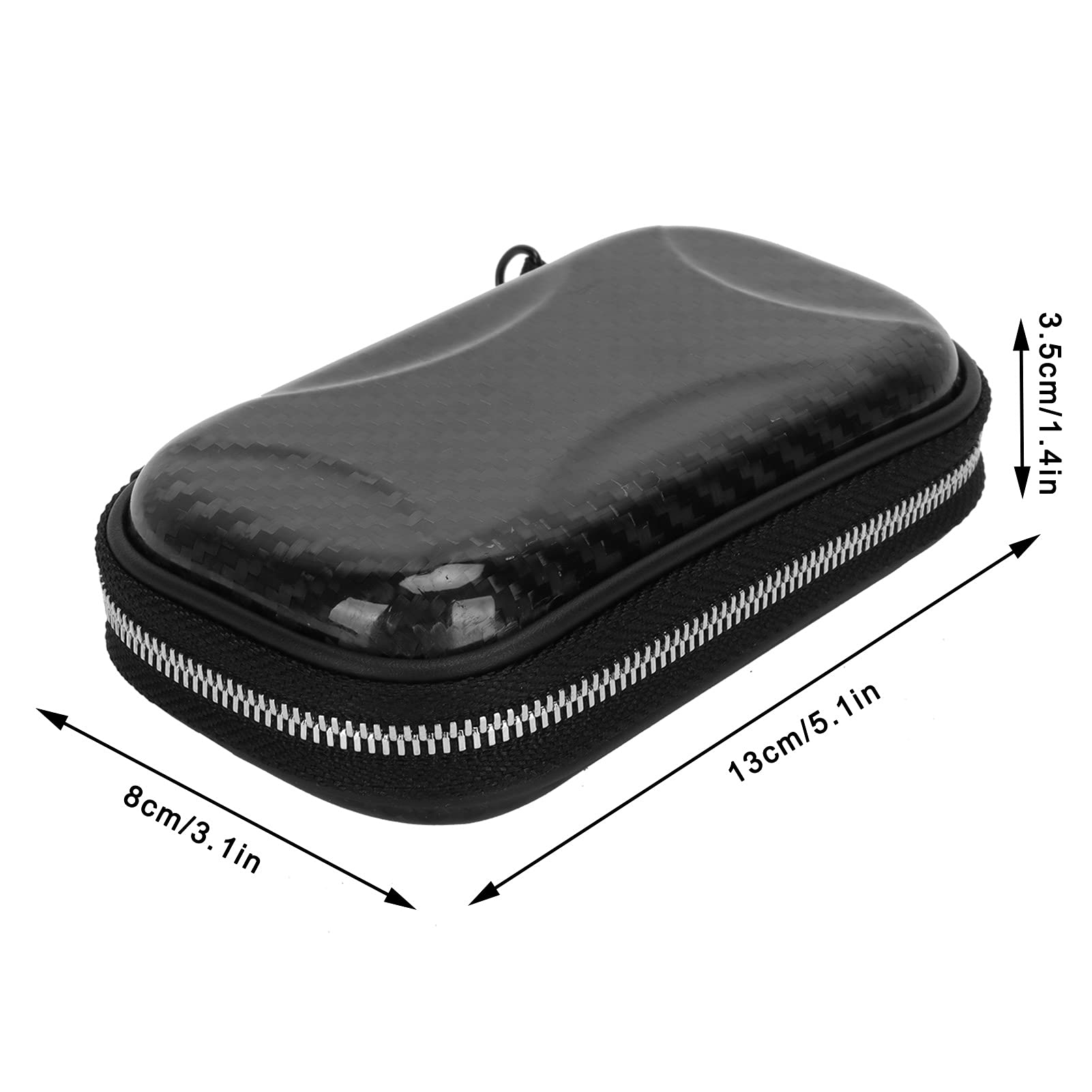 Portfel na zamek błyskawiczny z włókna węglowego wielofunkcyjna torba na dowód osobisty na karty kredytowe 13 x 8 x 3,5 cm, Czarny, #711, Casual
