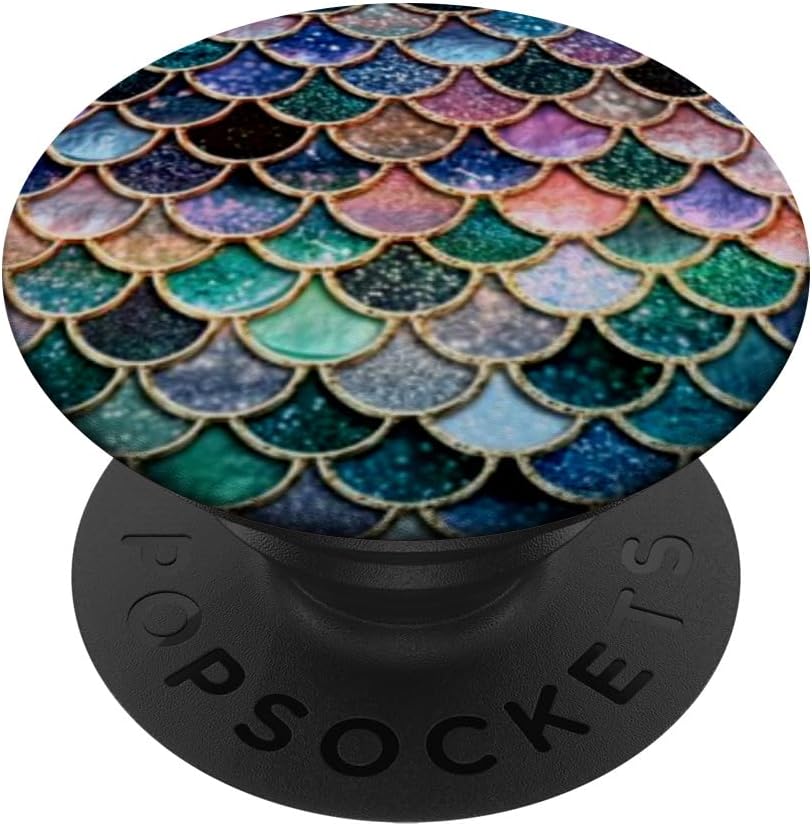 Vintage Green Pink Black Aqua Mermaid Pattern Print PopSockets PopGrip for MagSafe