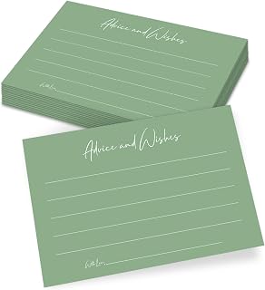 Advice and Wishes Cards, Blank Well Wishes for Wedding Mr and Mrs Bridal Retirement Baby Shower Graduation Anniversary, 25 Set Words of Wisdom Wedding Advice Cards Green(4inch x 6inch)-03