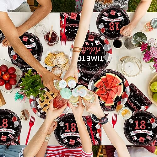 Image of gisgfim 96Pcs 18th Birthday Party Supplies Paper Plates Napkins Party Decor