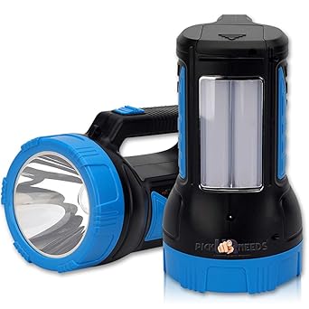 Pick Ur Needs Long Range Search Torch Light 50 Watt Rechargeable with 2 Side Emergency Tube Light (Color-As per Availability)