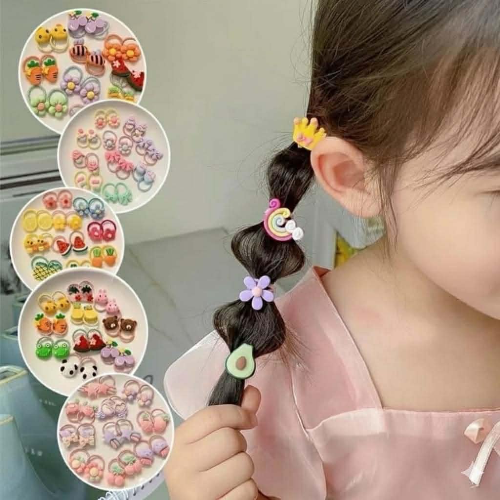 50 Pieces Baby Ties, Flower, Animal, Fruit Hair Ties, Colorful Ponytail, Hair Accessories for Women Girls Small Hair Band, Elastic Ponytail.