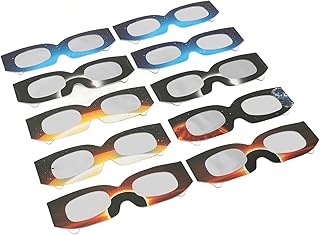 10Pcs Solar Eclipse Glasses, Solarium Safety Glasses for Eye Protection, Anti Reflective Coating for Direct Sun Viewing, Durable Paper Frames for Enthusiasts and Outdoor Events