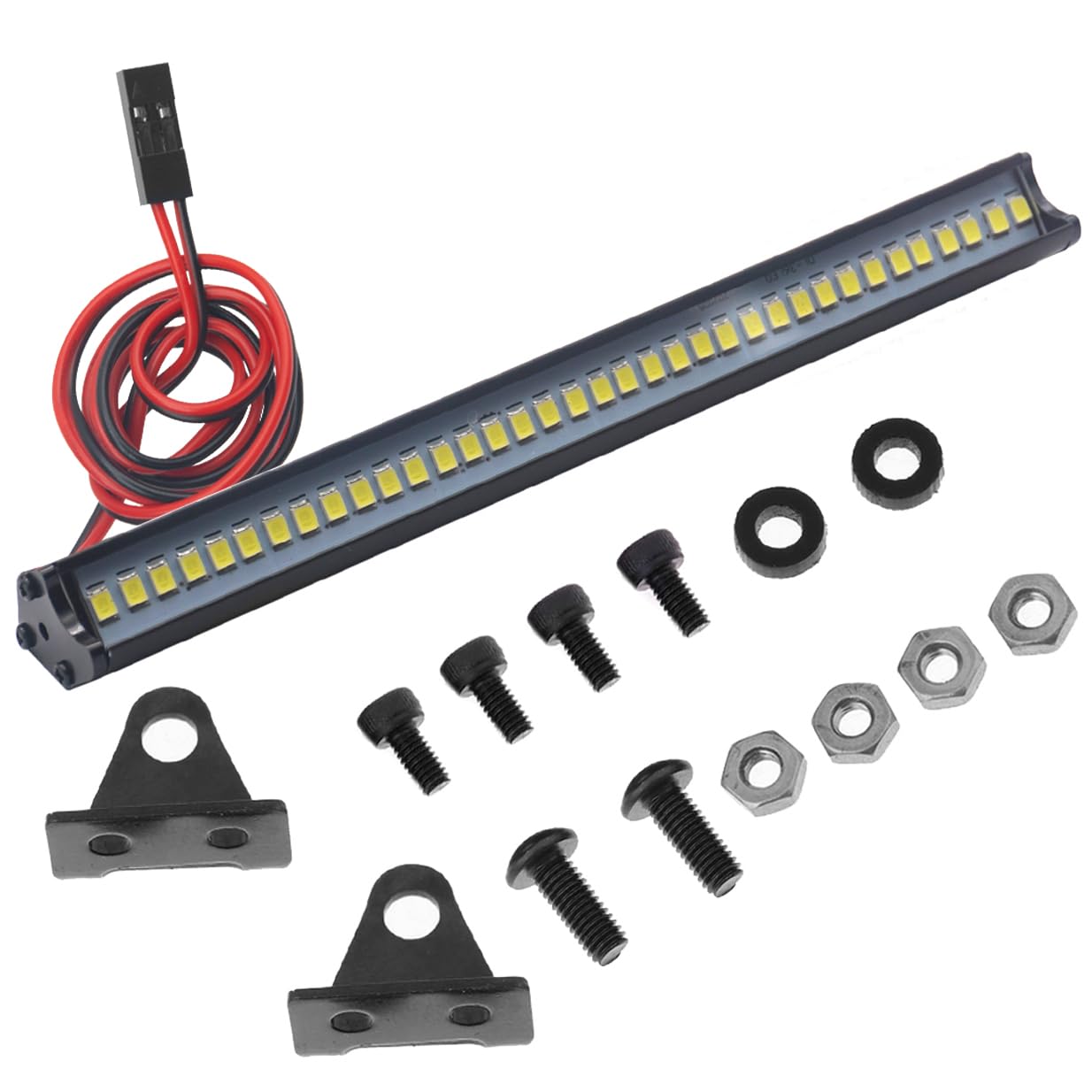 ShareGoo Super Bright 36 LED Light Bar Metal Roof Lamp Lights 150mm/5.9" Compatible with Traxxas TRX-4 90046 D90 Axial SCX10 1/10 RC Rock Crawler Climbing Car Truck,L Shape Brackets
