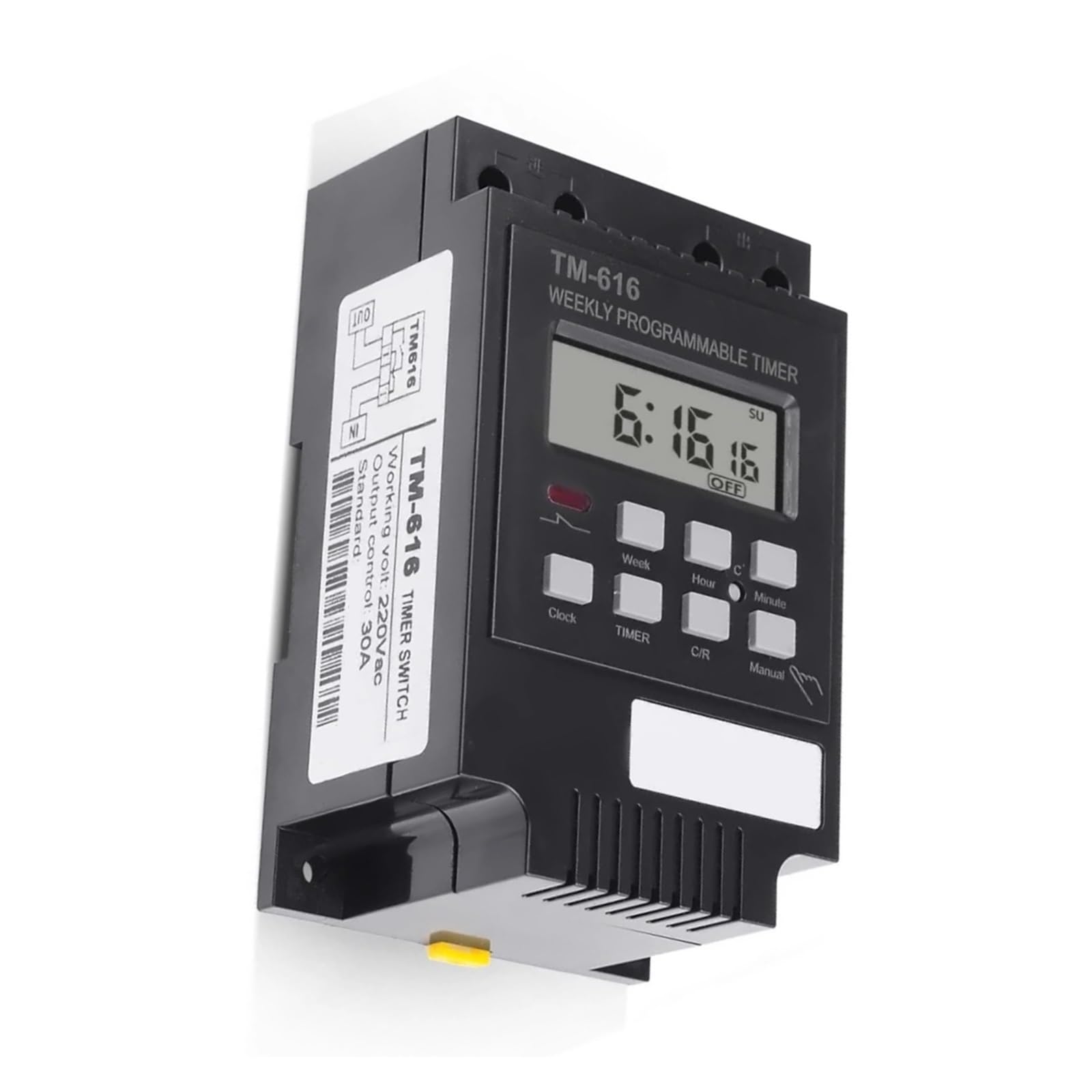 Temporizador Digital, relé Temporizador, 220 V CA, 30 A, 7 días, programable, Interruptor Temporizador Digital, Control de relé, Montaje en riel for Bricolaje