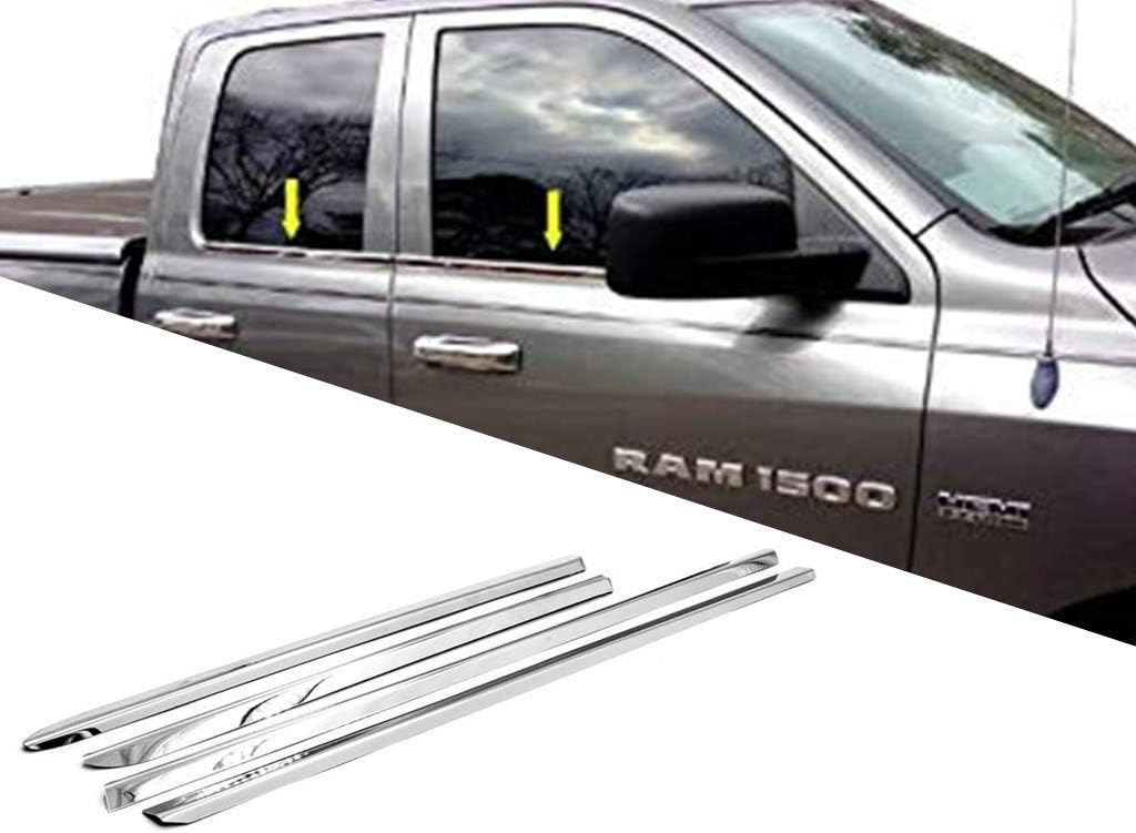 eLoveQ Polished Stainless Steel Chrome Window Sill Trims FOR 2009-2018 Ram 1500; 2010-2018 Ram 2500 3500 Quad Cab