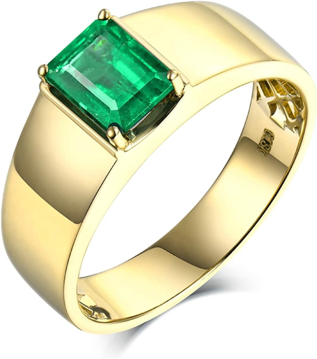 18K Gold Rings 1.39ct Emerald Shape Emerald Engagement Ring for Girls