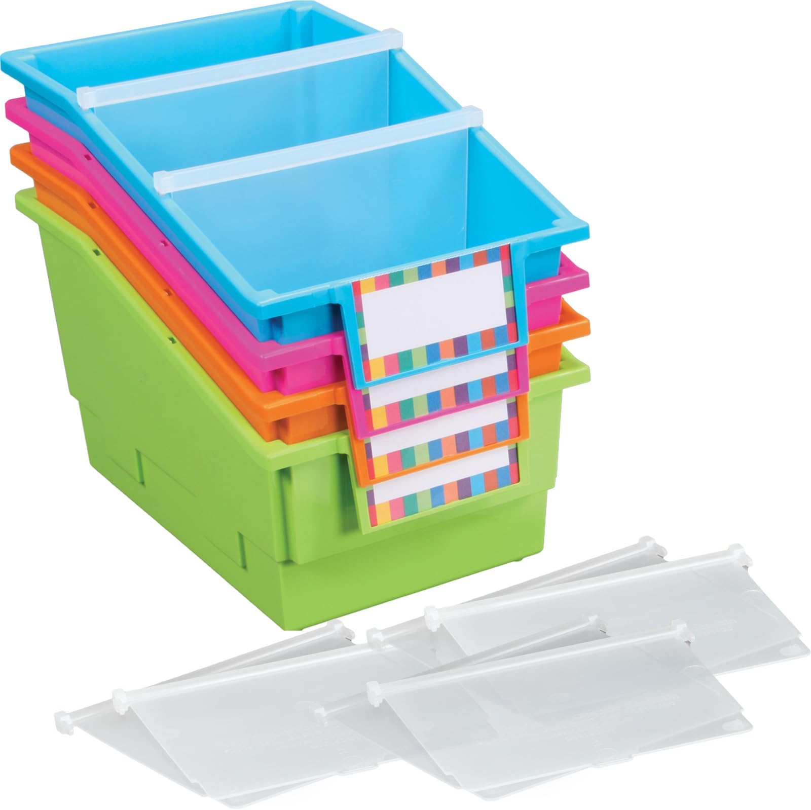 Really Good StuffSmall Book and Folder Labeled Organizer - Neon Colors