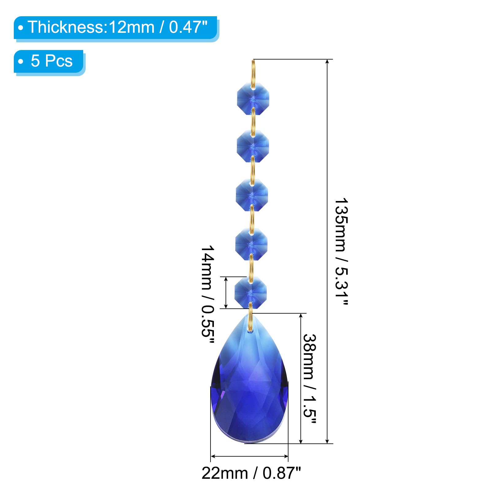 PATIKIL Teardrop Crystal Chandelier Pendants Beads - Image 2