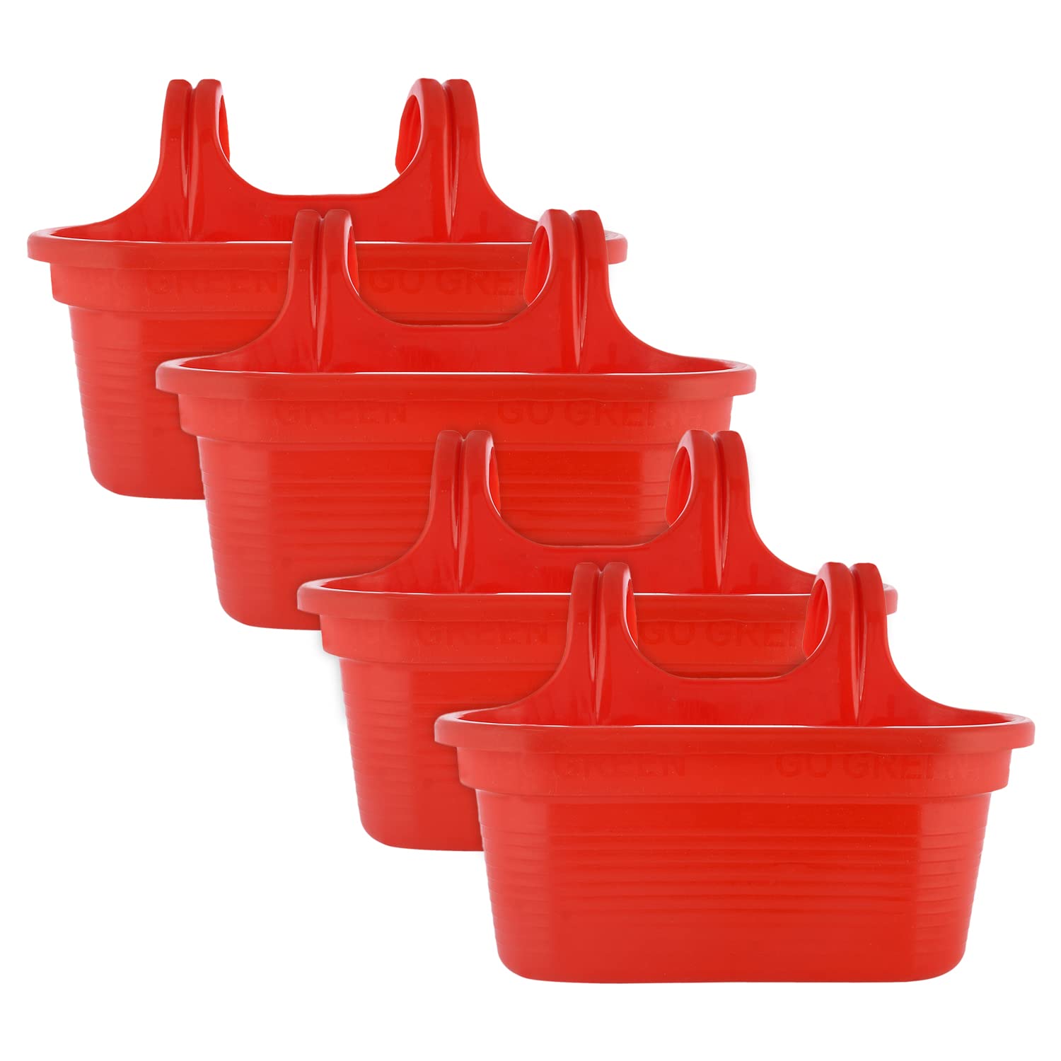Kuber Industries Hanging Flower Pot|Double Hook Plant Container|Durable Plastic Glossy Finish Pots for Home|Balcony|Garden|12 Inch|Pack of 4 (Red) (B0BP77FFMZ) Amazon Price History, Amazon Price Tracker