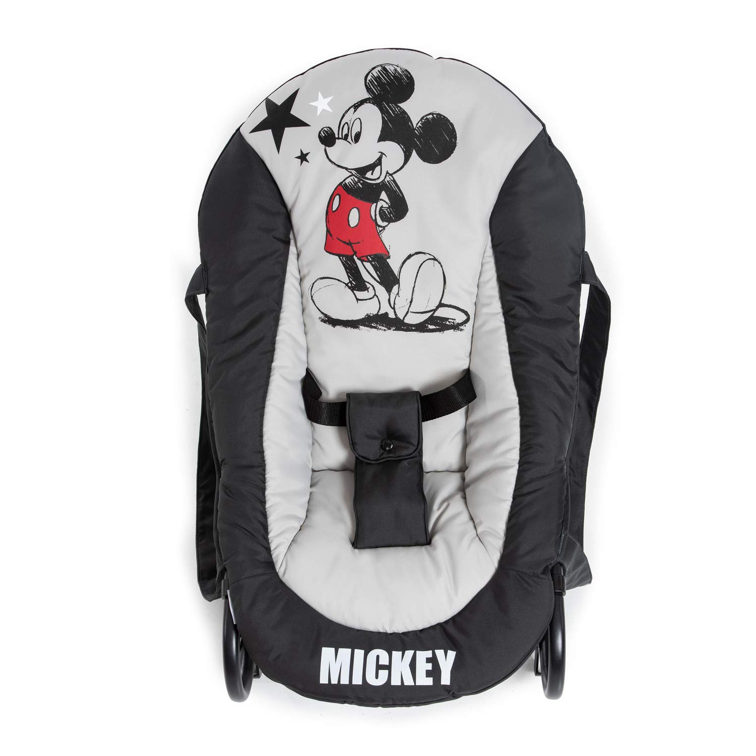 hauck Rocky Hamaca Bebé Disney, desde 0 Meses hasta 9 kg, Balancin Bebe, Función Mecedora, Respaldo Ajustable, Arnés, Sistema Antivuelco, Mickey gris, negro
