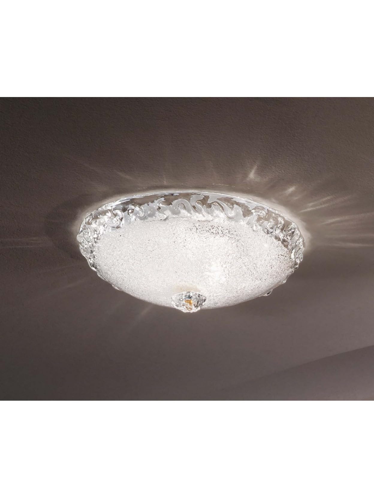 Generico Plafoniera da soffitto classica in vetro murano granigliato trasparente a 1 luce DP223 per cameretta, salotto, soggiorno, sala da pranzo, camera da letto.