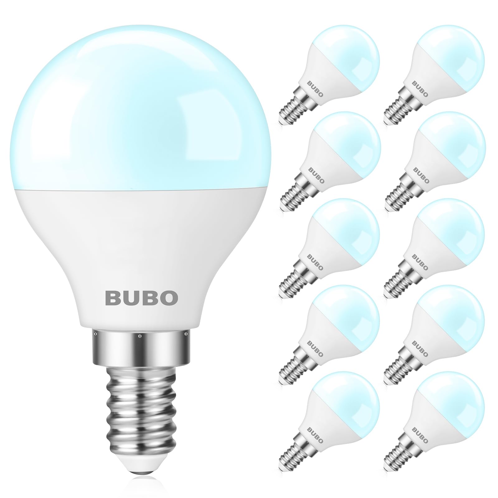 BUBO Ceiling Fan Light Bulbs 60 Watt Equivalent, E12 LED Bulb Daylight 5000K, Fan Light Bulb, Small Base LED Light Bulbs 120V, Candelabra Base, 5.5W, Non-Dimmable, 10 Pack