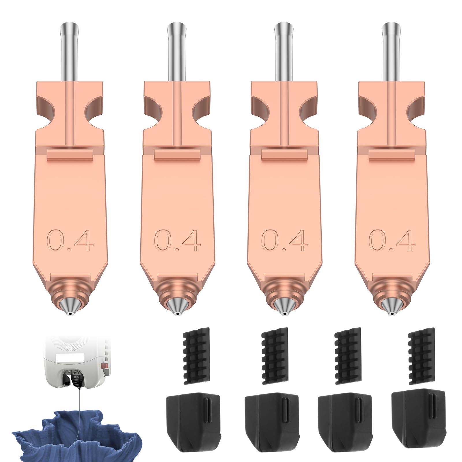 4-częściowy zestaw wytłaczarek Hotend 0,4 mm do AD5X FDM, zdejmowany zestaw dysz Hotend z silikonową osłoną i szczotkami, do dyszy AD5X Quick-Detachable