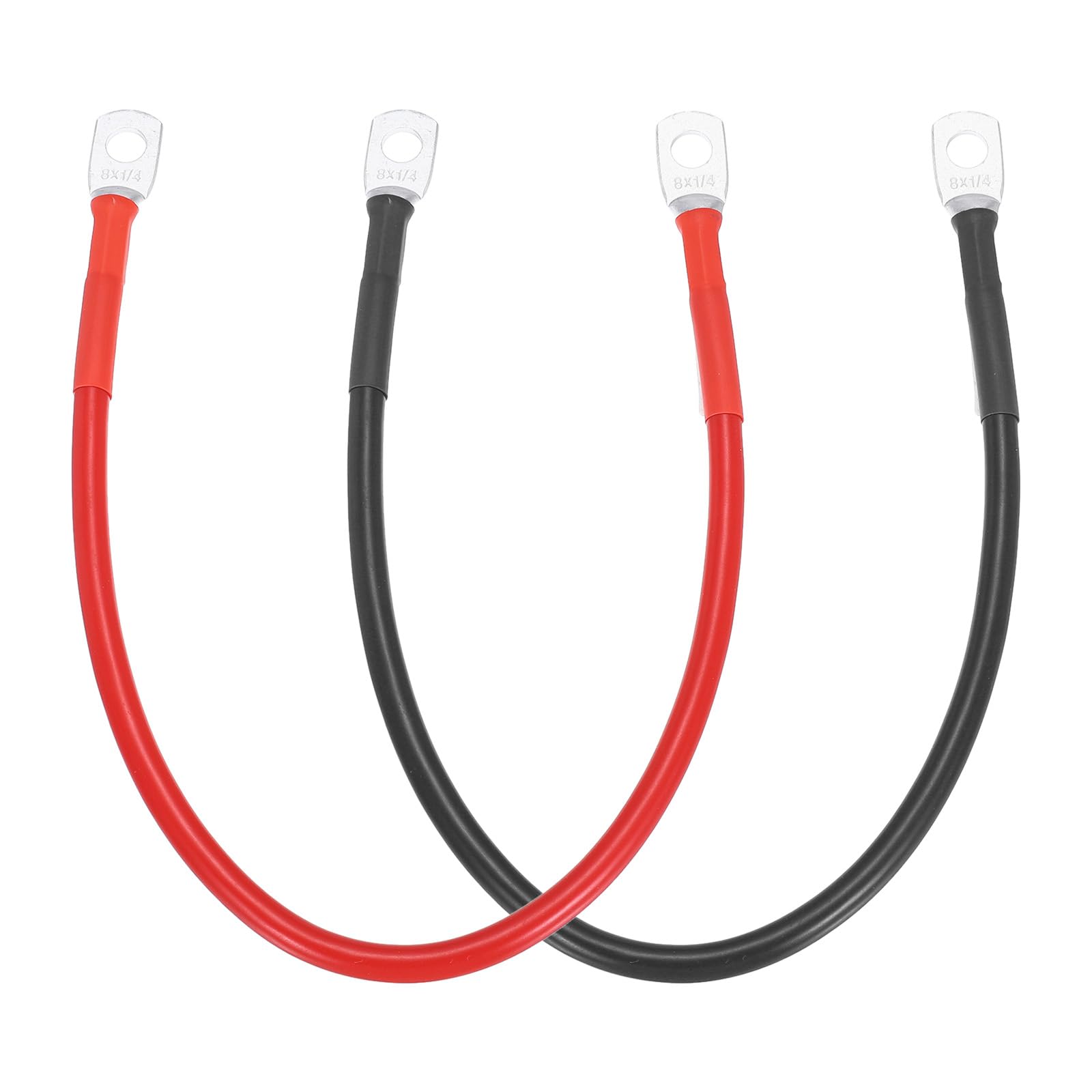QUARKZMAN 2 szt. Kabel Do Baterii 8 AWG, 30 cm Przewody do akumulatora z czystą miedzią z 1/4" pierścieniowymi zaciskami do łodzi słonecznych samochodów RV, czerwony czarny