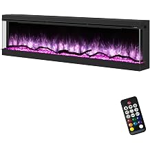 70 Inch 3 Sided Electric Fireplace Insert, Recessed Heater with Realistic 3D LED Flame, Remote Control, Log & Crystals, 750W/1500W Dual Heat, Timer, ETL Certified for Large Room