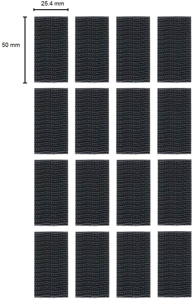 CANOPUS Adhesive Pads 1in x 2in, Set of 16 (8 Pairs), Waterproof Hook and Loop Pads, Number Plate Pads, SJ3550, Black