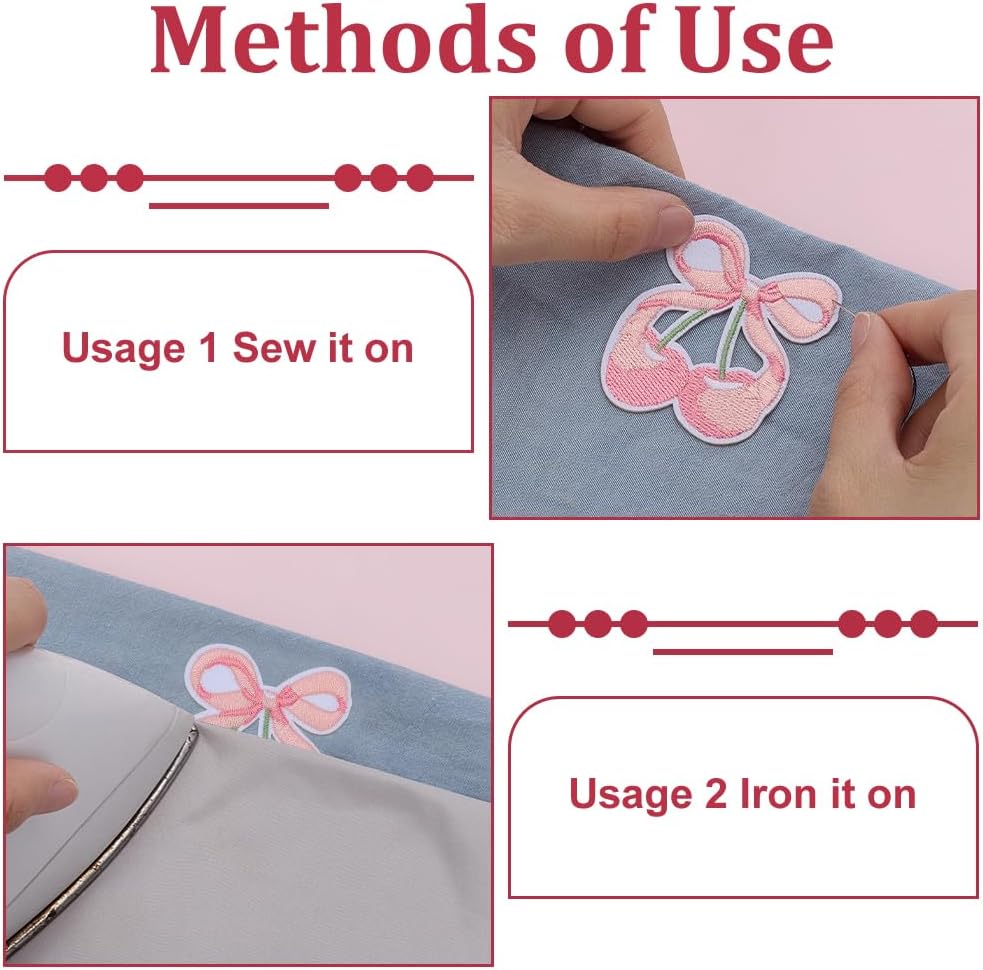 FINGERINSPIRE 20 PCS Cherry Embroidered Patch 10 Style Iron on/Sew On Embroidery Cherry Shape Applique Patches Polyester Cute Fruits Embellishment for DIY Crafts Clothes Dress Costume Decoration