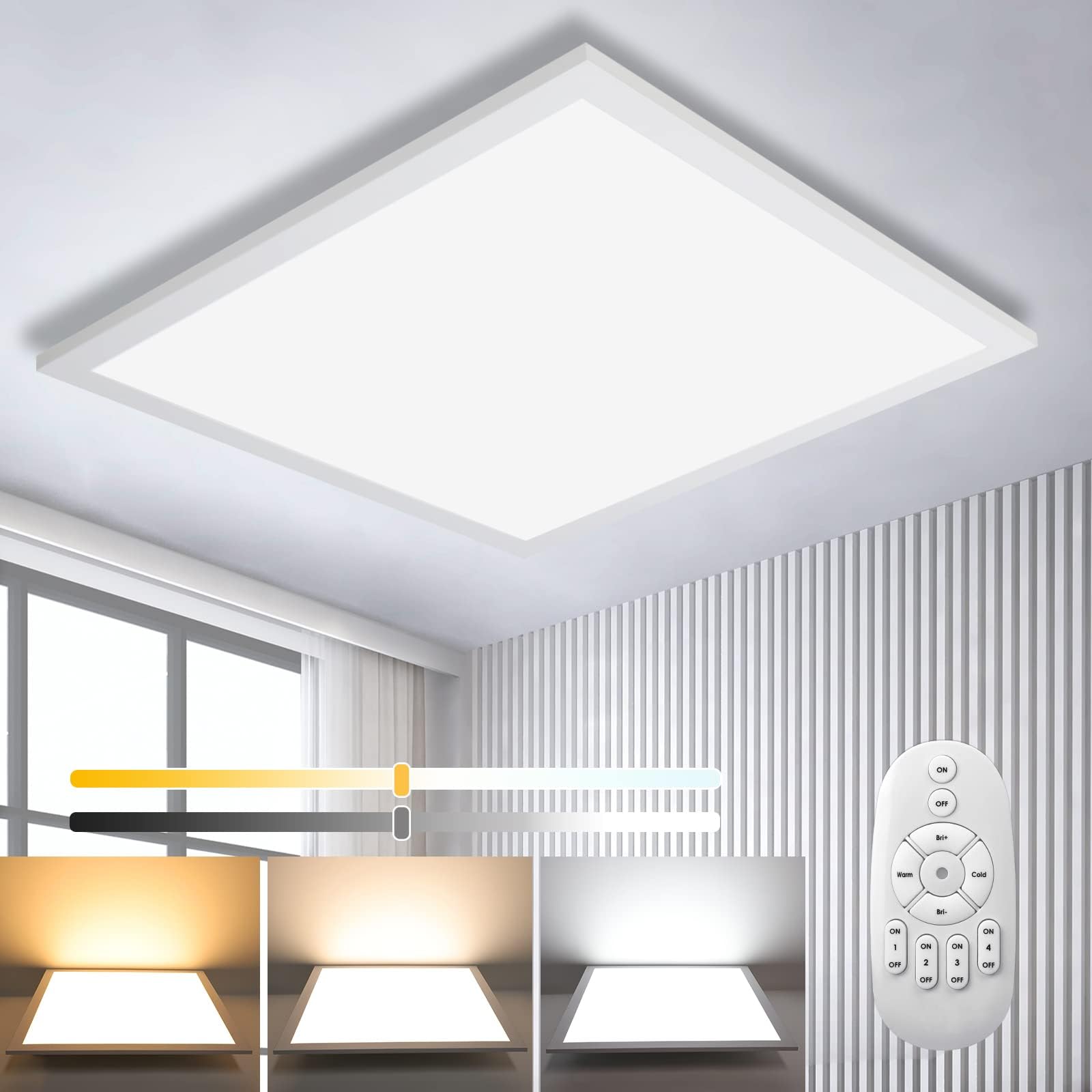 Omdekor Lámpara Techo LED Regulable, Plafon LED Techo panel 45x45 CM, 28W Lámpara Cuadrada para Cocina, Baño, Salón, Sótano, Pasillo, Balcón, Dormitorio, Iluminación de Techo Regulable 2700K-6500K