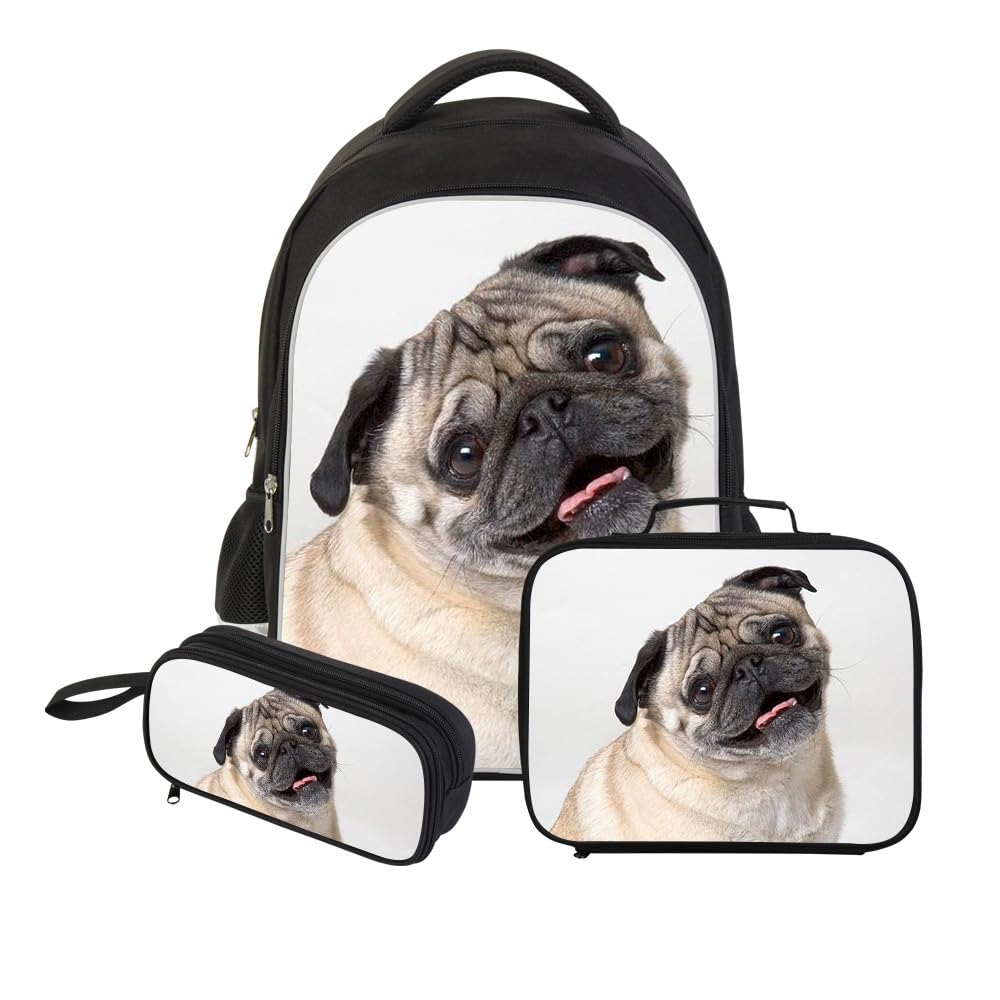 3D Print Dog Backpack For Kids - Cute School Bookbag, 16 Inch Capacity, Water Bottle Pockets