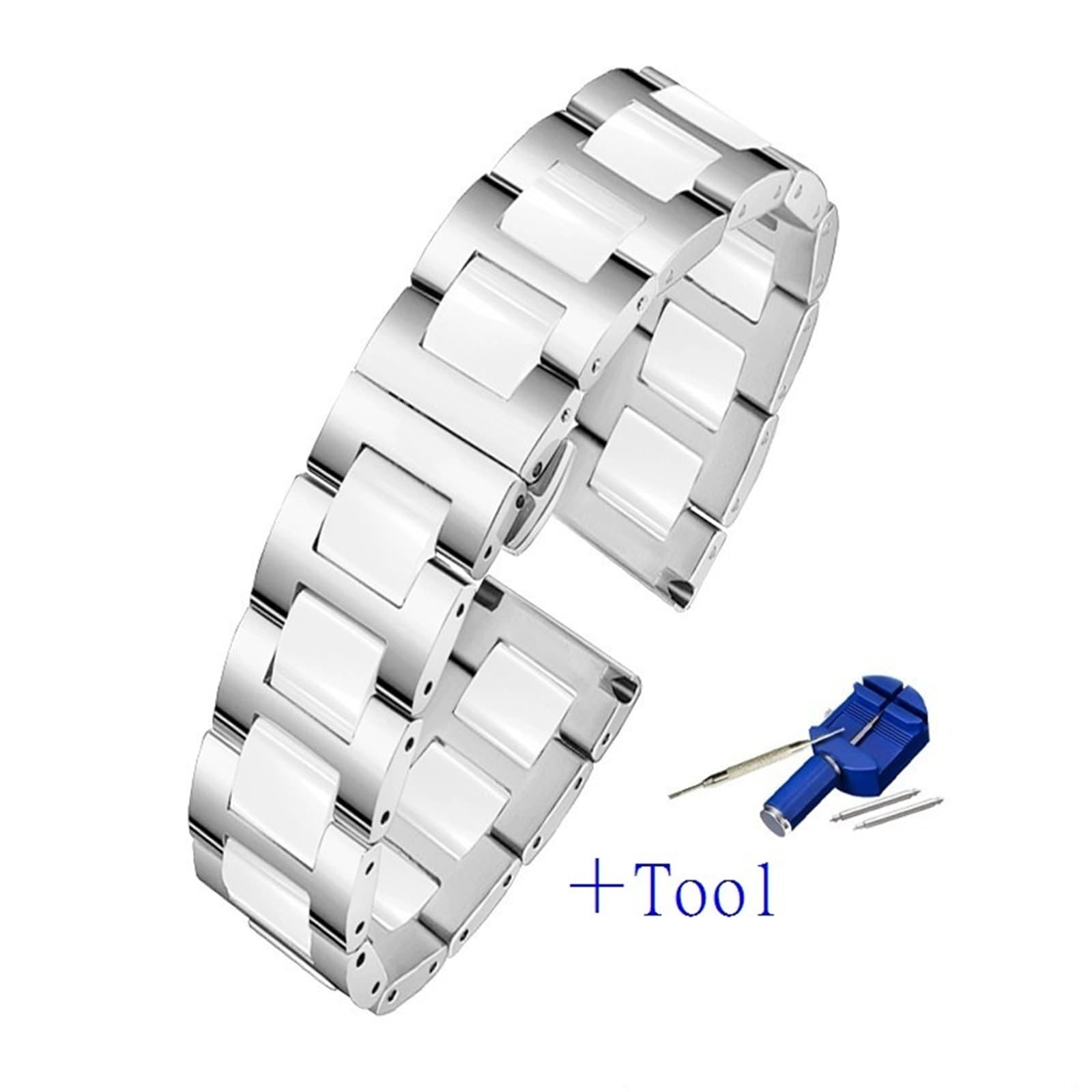 Correa de reloj de cerámica, pulsera de repuesto de acero inoxidable, fácil de ajustar, unisex