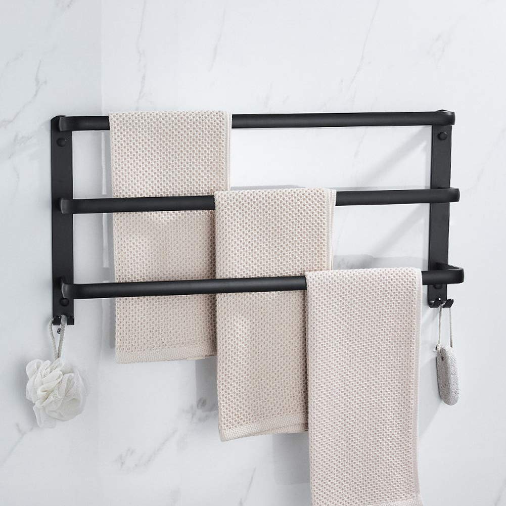 Porte-serviettes en aluminium noir pour organiser la salle de bains familiale ou la cuisine
