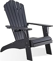 Vista 24 de Psilvam Silla Adirondack de gran tamaño, resistente a la decoloración y sin olor, sillas de madera de polietileno para hoguera con soporte