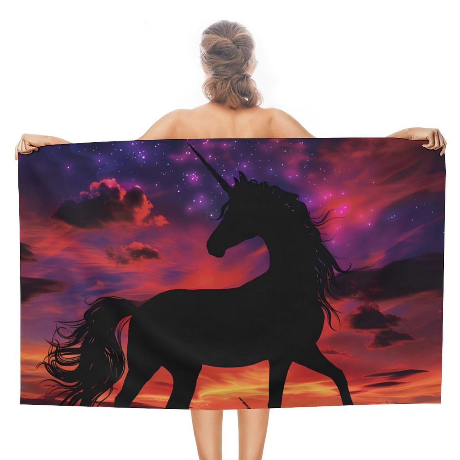 CGSBNGHA Mystic Sunset Un-icorns Beach Towels Soft Bathroom Bath Pool Swim Towels for Women Men