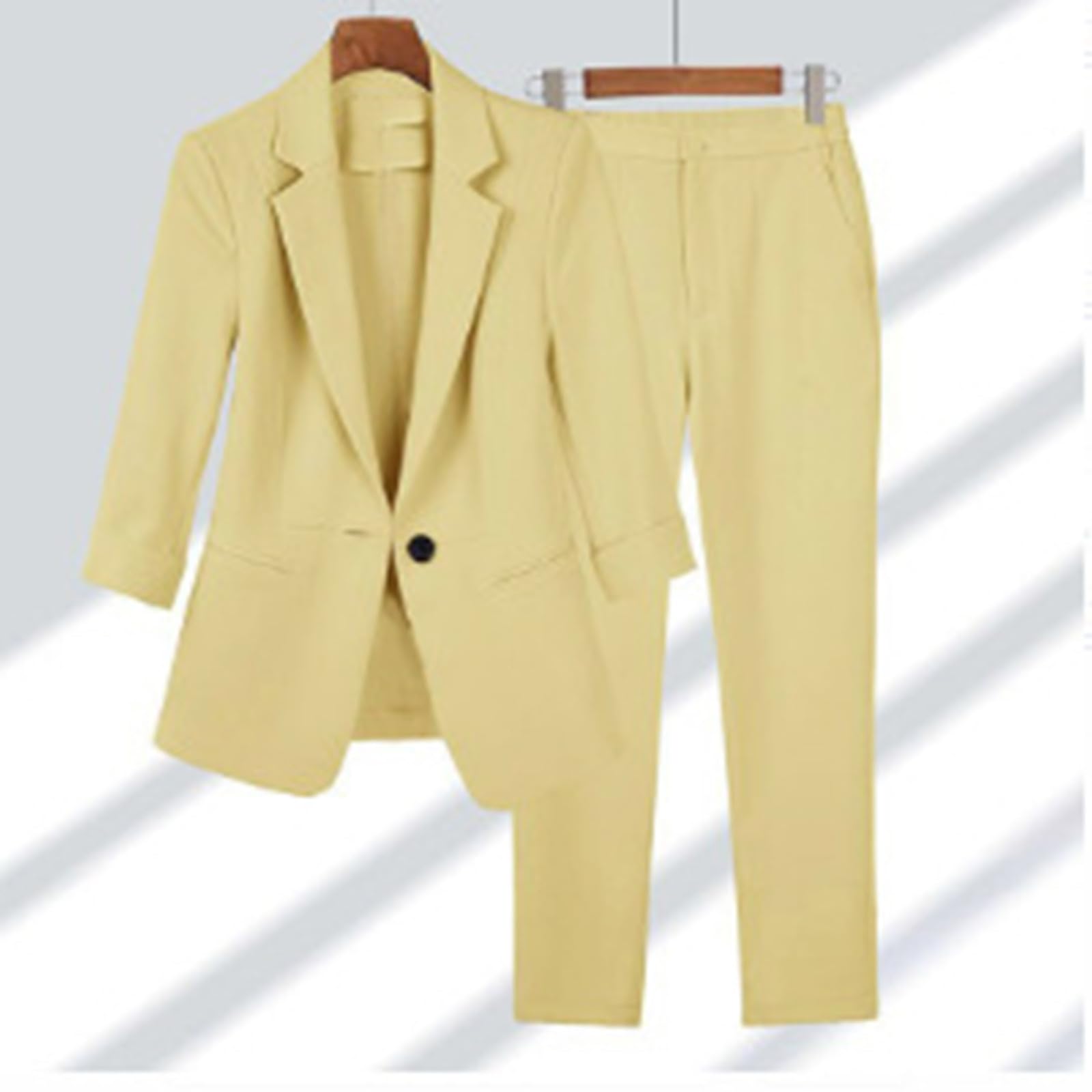 MaNMaNing Completo Business Donna con Giacca e Pantaloni per Ufficio o Cerimonie Stile Professionale ed Elegante con Maniche Tre Quarti per Donne Lavoratrici