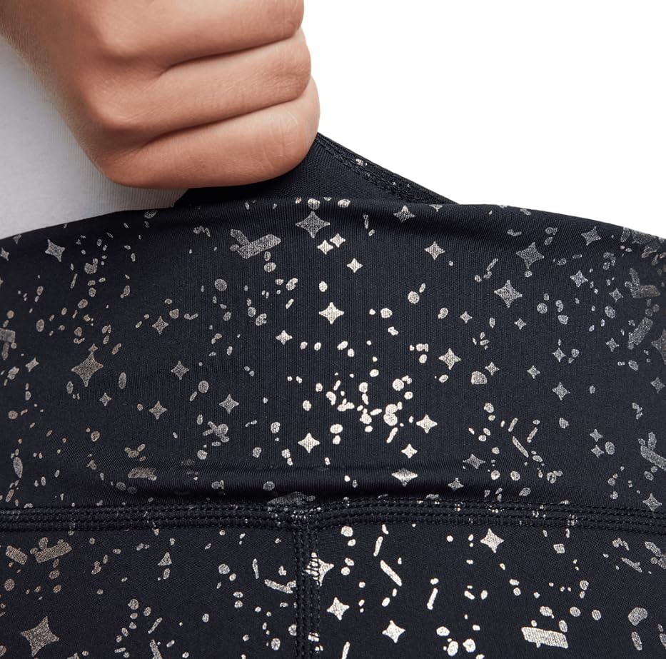 Nike One Big Kid's High Rise Full Length Black/Metallic Silver Leggings4