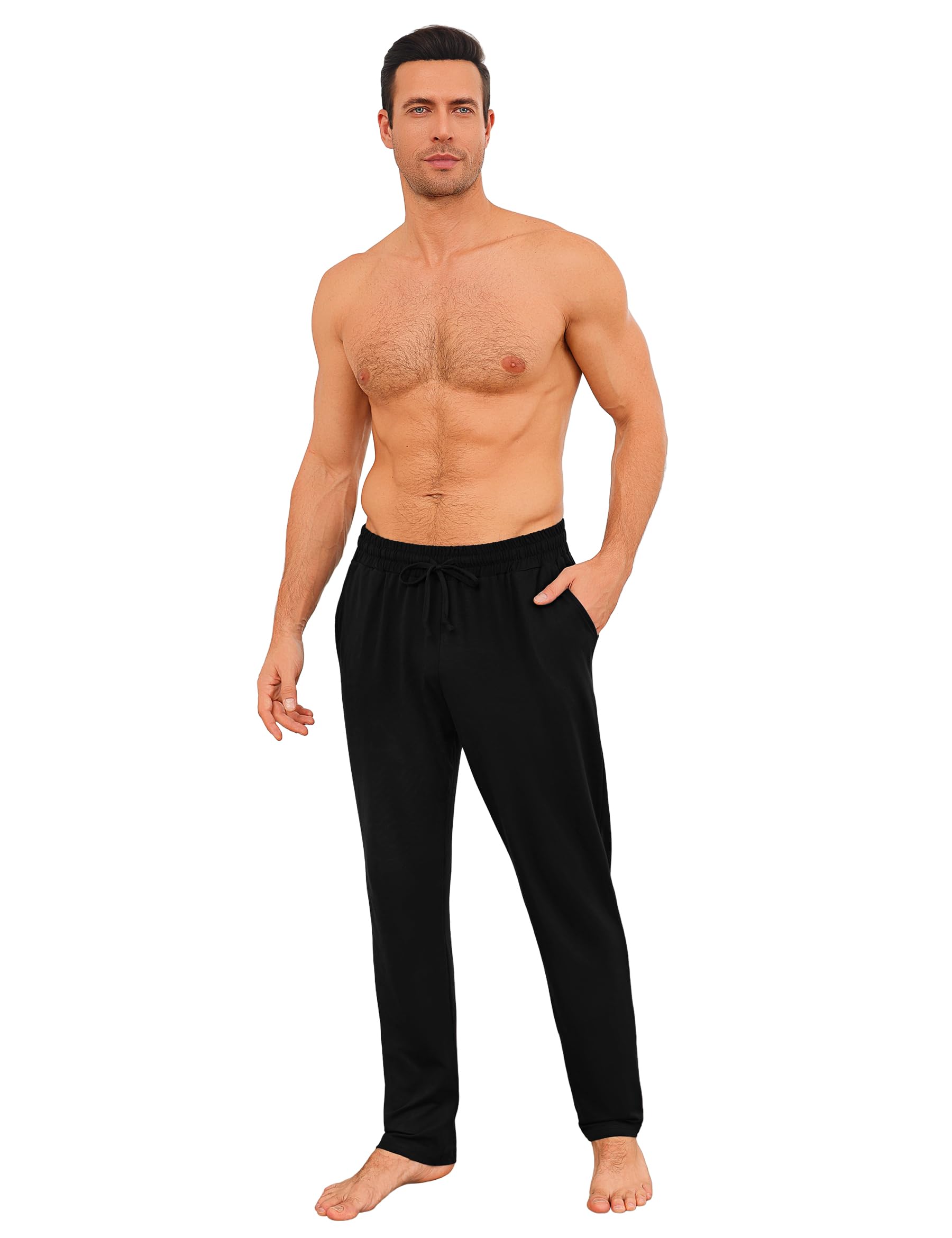 Marvmys Bas De Pyjama Homme Décontracté Pantalon De Pyjama Long Vêtements De Nuit Pantalon Avec Poches Deux Pièces S-4XL