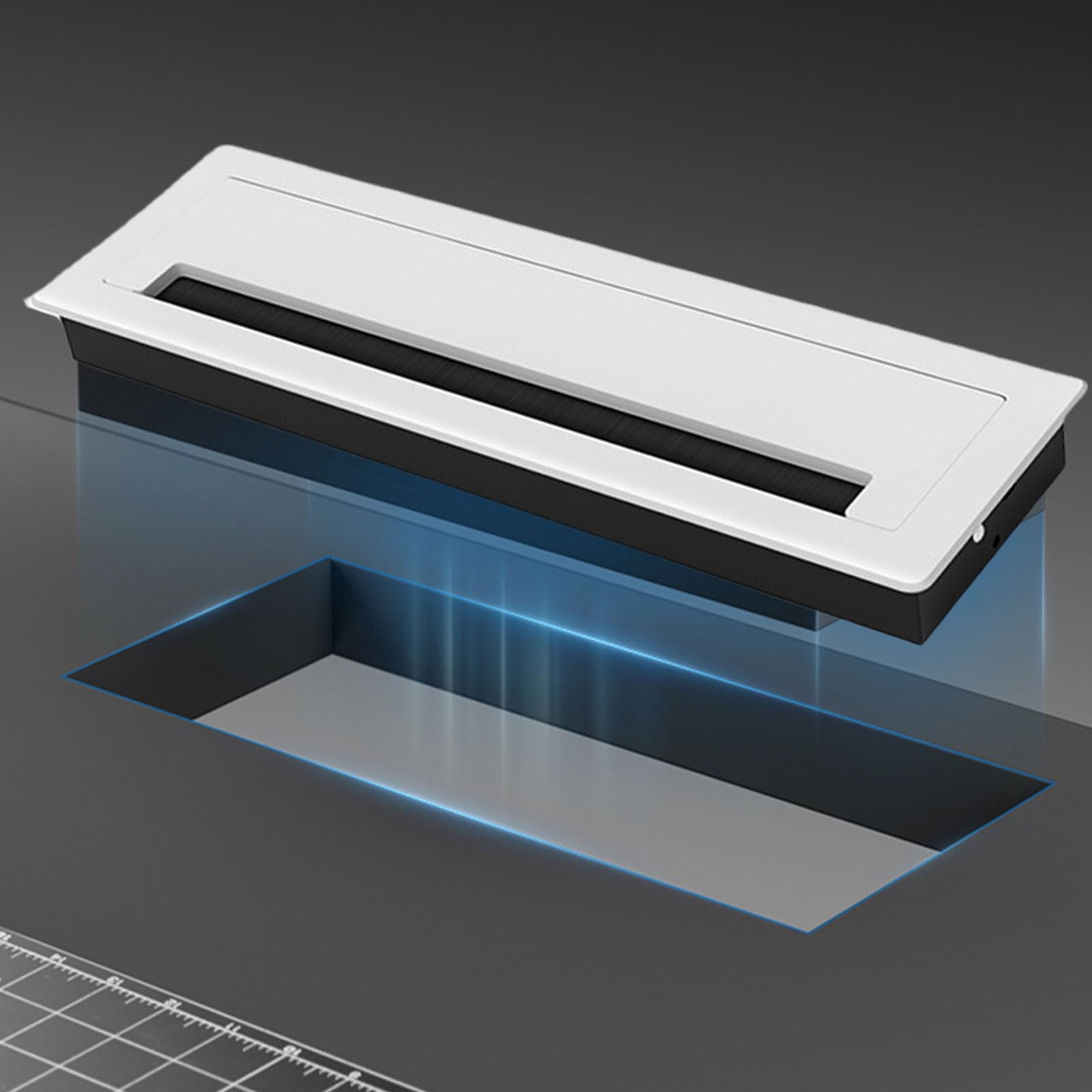 Schreibtisch Kabeldurchführungslösung, Metalltülle mit Bürstenfutter, rechteckige Schreibtischtülle, mehrere für die Kabelorganisation, professionelles Kabel