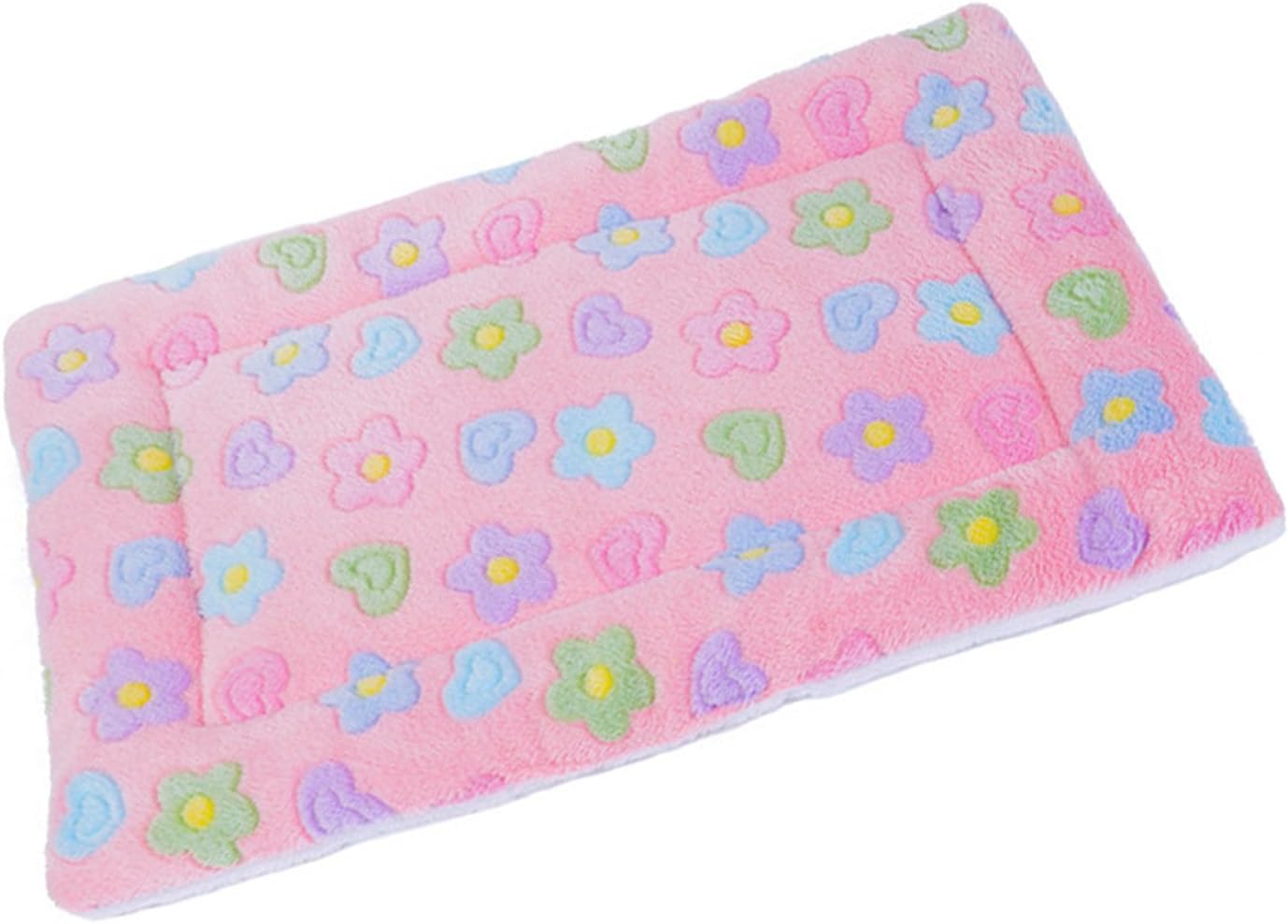 Cat Sleeping Mat, Thickened Warm Soft Double Sided Cartoon Flower Pattern Pet Bed Comfortable for Autumn Winter, Made of Lambswool, Flannel (L)