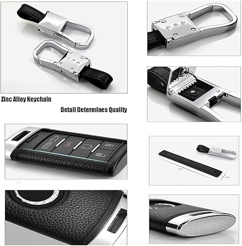 Miniatura 4 de Ontto Funda para llavero de plástico ABS y cuero, protector de llaves para Cadillac CTS XTS ATS SLS SRX C7 Corvette (blanco)