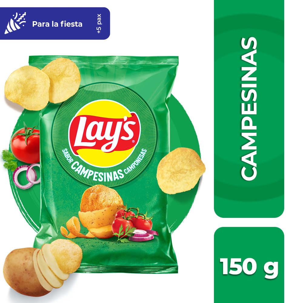 Lay's Campesinas, Patatas Fritas de cultivos sostenibles con sabores vegetales, Producto de Aperitivo, bolsa individual, 150g — view 3