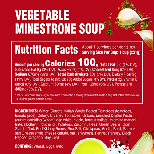 Image of Rao's Homemade Vegetable Minestrone Soup, 16oz, Real Vegetables, Traditional Italian Heat and Serve Soup (Pack of 6)