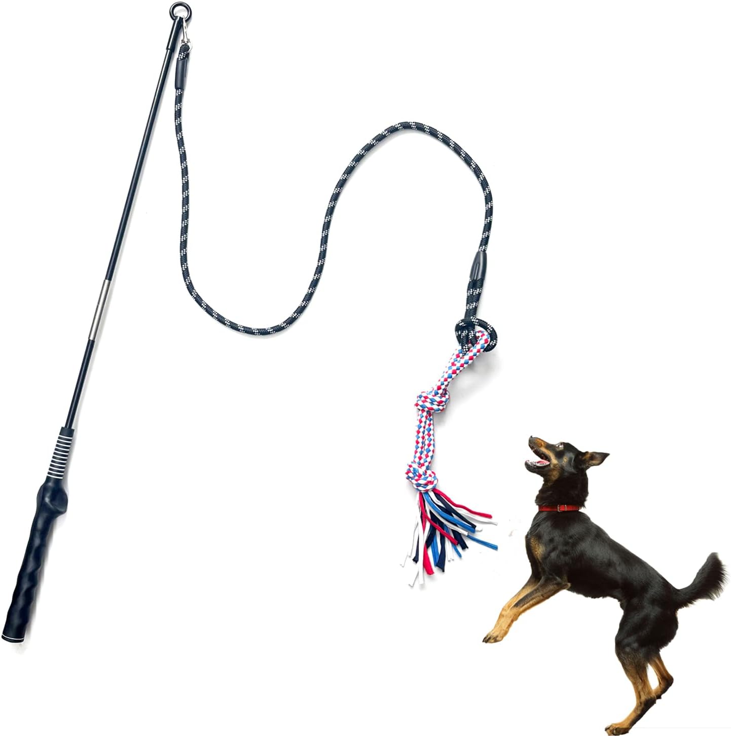 Flirt Pole for Dogs: Heavy Duty Interactive Teaser Toy for Training, Exercise & Tug of War, Durable Outdoor Play with Rope Lure for Small Medium Large Dogs