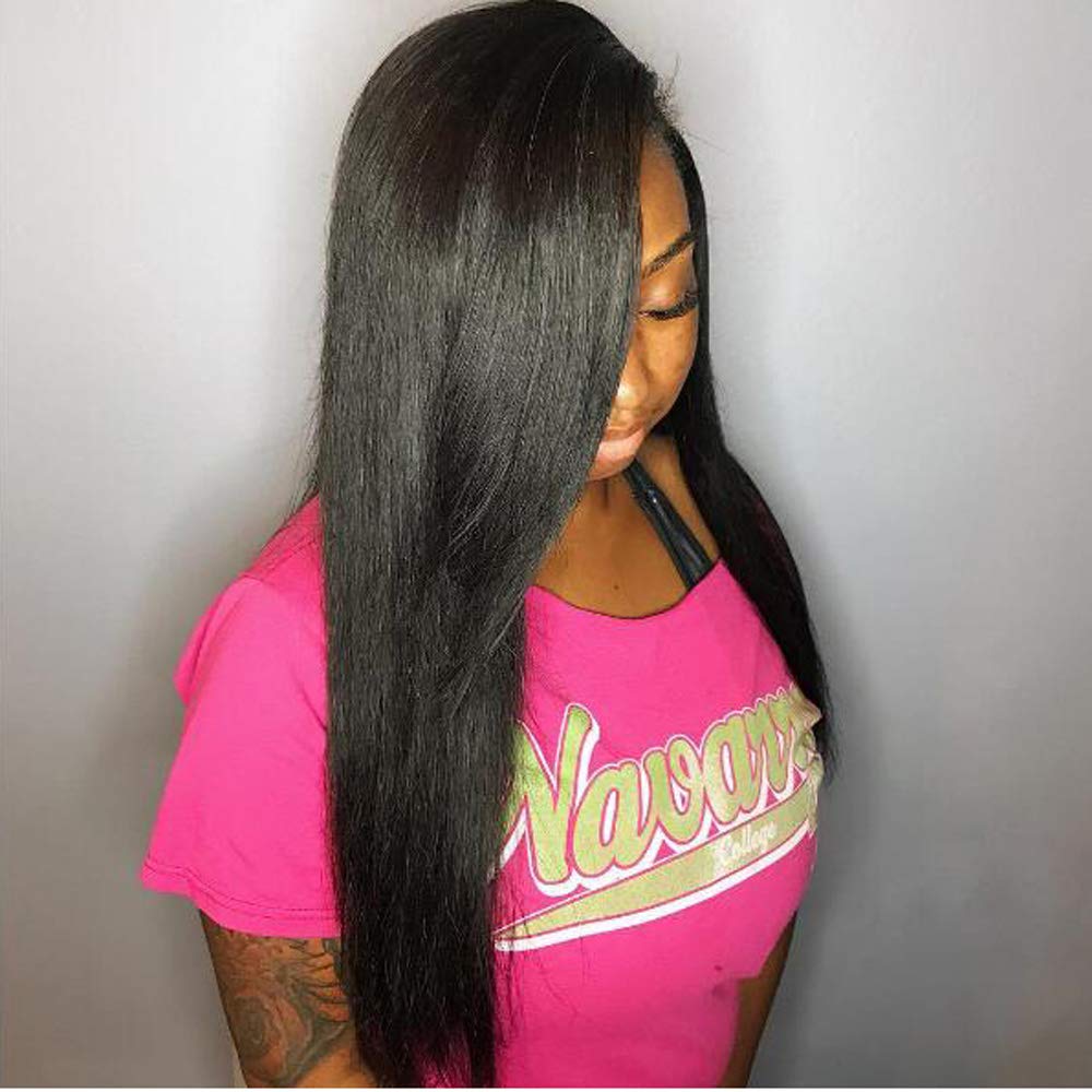 Amazon.com : Italian Yaki Straight Human Hair Lace Front Wig  display picture 2