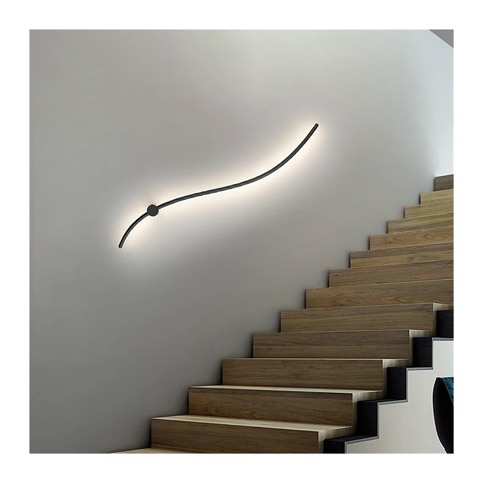 Prettiee Wall lamp, Modern Wall lamp LED Metal Bedroom Bedside Acrylic Living Room Sconce Staircase Aisle Black Long Lamps (Warm White 60cm)