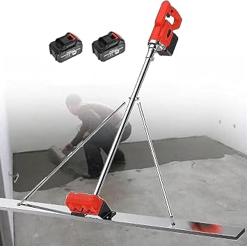 Power Concrete Screed Vibratory Kit Concrete Finishing Tool, Battery Powered Concrete Surface Leveling Tamper Ruler, Cordless Electric Screed Cement Finishing Vibrating MachineColor2 battery,Size1.