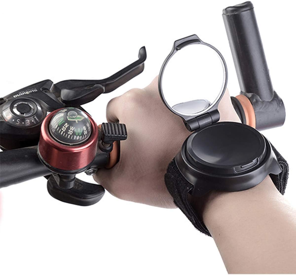 SOONHUA Bike Rear View Mirror Wide Angle Cycling Bicycle Bike Rear View Mirror Wrist Guards Wristbands Back Mirror for Cyclists Mountain Road Bike Riding (Wearable) - Image 3
