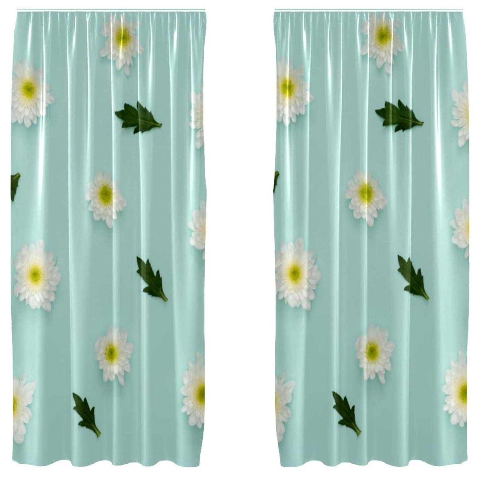 Rideau occultant microfibre floral bleu double rideaux salon 140x213