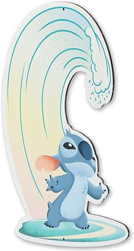 Miniatura 2 de Disney Lilo and Stitch - Letrero de metal para surfear, divertido arte de pared con olas de océano troqueladas y tabla de surf para decoración del